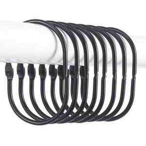 lot 21481 image: Goowin Shower Curtain Rings, 12 Pcs Shower Curtain Hooks, Oval Snap Shower Rings for Curtain, Metal Black Shower Curtain Rings Rust Proof, Glide Smoothly Shower Hooks for Shower Curtain Rod (Black) - Retail $5