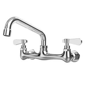 lot 21484 image: BWE Kitchen Faucet Wall Mount Commercial Sink Faucet Kitchen Utility Laundry 8 Swivel Spout 2 Dual Handle Restaurant Chrome Mixer Tap - Retail $54