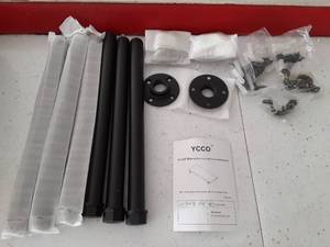 lot 21488 image: YCCO 12 Inch Industrial Pipe Shelf Brackets 34 Set of 6 - Black Iron Rustic Wall Mounted DIY Shelving Brackets Hanging Custom Pipe Brackets for Floating Shelves - Retail $33