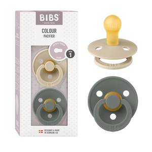 lot 21512 image: BOTH BEIGE BIBS Pacifiers Colour Collection  Natural Rubber Baby Pacifier  Round Nipple  Set of 2 BPA-Free Soothers  Made in Denmark  0 Months (Pack of 2)  VanillaPine - Retail $16