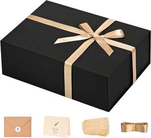 lot 21521 image: LIFELUM Gift Box 13.5x10x4 Large Gifts Box with Magnetic Lids Black Gift Boxes for Mom Gifts Contains Card, Ribbon, Filler Mothers Day - Retail $10