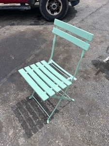 lot 369 image: Metal Folding Chair - Mint Color - Great for any patio or Garden Etc