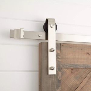 lot 49 image: 78 Hal Barn Door Hardware Kit - Brushed Nickel Retails $142