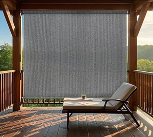 lot 34 image: KANAGAWA 8W Outdoor Roller Shade Spliced of 2 4 Sections Light Grey Exterior Cordless Patio Roll Up Shades for Outside Pergola Porch, Outdoor Blinds for Patio