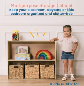 lot 3 image: Streamline 2-Shelf Single-Sided Storage Cabinet, 30in - Natural Retails $125