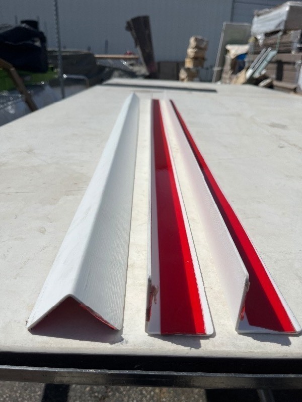 lot 158 image: Bundle of 3 Large L Shaped PVC Corner Protectors - Peel & Stick 5 x 1.5 each