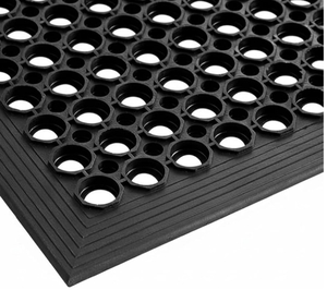 lot 8 image: Commercial Anti-Fatigue Floor Mat, 3 x 5 Feet Black Rubber, 12 Inch Thick, Beveled Edge, Indoor Drainage Mat for Hard Floors