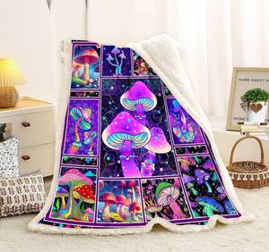 lot 5248 image: Mushroom Blanket Gifts for Women - Soft Cozy Fleece Sherpa Throw for Sofa Couch Cottagecore Room Decor - All-Season Adult Teen Blanket 60x50