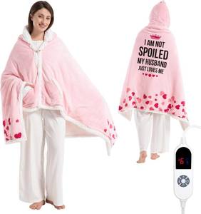 lot 5254 image: Wearable Heated Blanket Hoodie for Women, Valentines Day Gifts for Her Wife Women, Electric Throw Blanket, Heated Shawl Wraps Poncho, Mothers Day Birthday Anniversary Day Gift, Spoiled Wife Pink