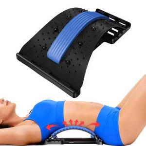 lot 5276 image: Lumbar Support Board & Back Stretcher - 4-Level Adjustable Cracker for Lower Back Pain Relief, Home Office Use (Blue)