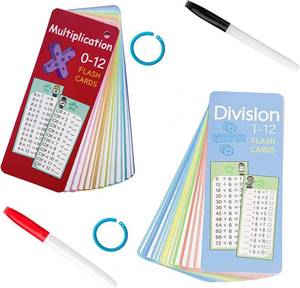 lot 5278 image: 15 Math Multiplication Flashcards15 Division Flashcards2 Pens, Self Checking Classroom Home Learning Aid Tool, Primary School Teacher Teaching Aid Tool