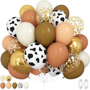 lot 5301 image: Cow Balloon, Western Party Cow Print Balloon, 12 Inch Brown Nude Neutral Gold Confetti Latex Balloons, Cowboy Balloons for Cowboy Cowgirl Party Baby Shower Farm Theme Birthday Party Decor