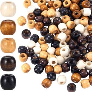 lot 5305 image: Pndeyo 100pcs Large Hole Wooden Beads for Crafts, Vintage Round Natural Wood Hair Bead, 5 Colors 10x13mm Wooden Loose Spacer Beads for Macrame Rosary Necklace Bracelet Hair DIY Craft Handmade Decor