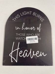 lot 5306 image: This Light Burns in Honor of those Watching from Heaven, Minimalist Black Arch Sign, Memorial Wedding Sign, Memorial Table Decorations, In Loving Memory Gifts, Funeral Gifts for Loss of Loved One