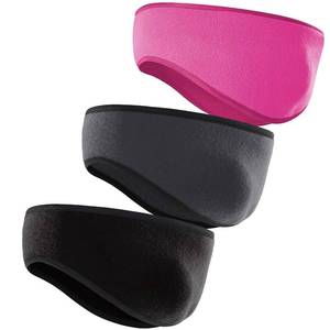 lot 5307 image: 3 Pcs Fleece Ear Warmers - Winter Headband Ear Muffs for Men & Women - Cold Weather Ear Covers for Running, Cycling, Ski (BlackGrayRose Red, One Size)