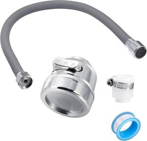 lot 5343 image: Faucet extension pipe that can be bent 360   and fixed prevent water splashing, equipped with universal connector and multi-mode spray, suitable for laundry roombathroomoutdoor garden(grey, 19.6 in)