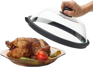 lot 5365 image: OEC Lightweight Tempered Glass Lid with Water Inlet   Food Splatter Cover, Food-Grade & BPA-Free, Fits Most Plates and Bowls (11)