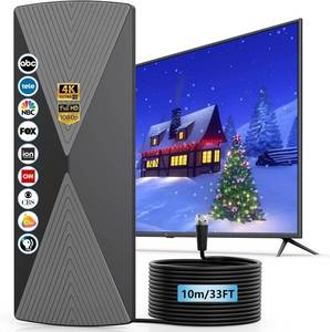 lot 5437 image: TV Antenna Indoor, 2025 Long Range Antenna for Smart TV with Amplifier Signal Booster for Local Channels,Digital inddor Antenna for All Older TVs-Supports 4K 1080p -33ft Long Cables