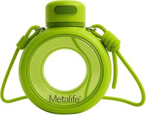 lot 5445 image: Circular Sports Water Bottle   700ml, Leakproof with Long Strap, Color is White