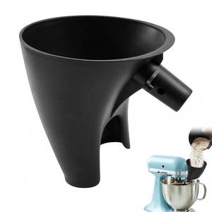 lot 5464 image: Flour Funnel for Kitchen Mixer,Stand Mixer Attachment, Fits Tilt-Head 4.5 5 Qt (KSM150),Mess-Free Flour Funnel for Kitchen Mixer,Anti-Spill Easy-Pour Plastic Powder Funnel(Black)