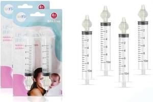 lot 5479 image: Bluet B - Baby Nasal Syringe (4-Pack) - Safe Silicone Nasal Aspirator for Newborn - Infant Mucus Removal - 10ml Nose Cleaner Syringe for Baby - Toddler Congestion Relief - Reusable Tips - White