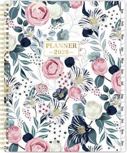 lot 5481 image: LOT OF 14 - 2026 Planner - Planner 2026, Jan. 2026 - Dec. 2026, Weekly and Monthly with Tabs, 26 Calendar Planner, 9 x 11, Back Pocket  Thick Paper  Twin-Wire Binding - Petunia