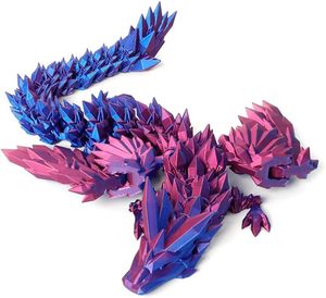 lot 5517 image: 3D Printed Dragon - 18 inch Flying Articulated Dragon with Wings, Flexible Winged Crystal Fidget Toy, Home Decor, Birthday Gift, Desk Pet(Purple)