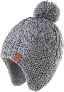 lot 5518 image: LMLALML Boys Winter Hat Earflap Knitted Beanie for Kids Warm Fleece Lined Thicken Hat for Baby