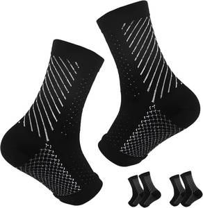 lot 5562 image: 2 Pairs Ankle Compression Sleeve for Women & Men, Ankle Compression Socks for Plantar Fasciitis Relief, Ankle Brace for Arthritis, Inflammation Relief, and Circulation, Daytime or Night Use, Medium