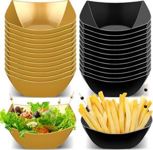lot 5563 image: Newtay 48 Pcs Square Plastic Serving Bowl with Food Pick Disposable Snack Salad Buffet Bowl Candy Chip Fruit Dish Bar Containers Dessert Plate Party Supplies (8 oz, GoldRedGreenGray)