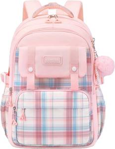 lot 5653 image: Cute College Laptop Backpack for Women Large Capacity Preppy Aesthetic Computer Bag Kawaii Pink Daypack with Pendant (Pink)