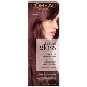 lot 5676 image: LOreal Paris Le Color Gloss One Step Toning Gloss Hair Color, 6 Auburn, 4 fl oz