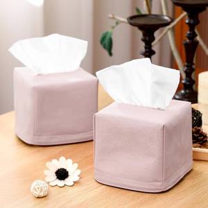 lot 5678 image: Weysat 2 Pcs Linen Tissue Box Cover Square Tissue Box Cover Holder Dusty Pink Room Decor for Home Bathroom Bedroom Office Table