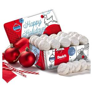lot 5693 image: David s Cookies Winter Wonderland Butter Pecan Meltaway Tin - Delicious with Crunchy Pecans - Soft & Melt In Your Mouth Flavorful Snack, Gourmet Holiday Food Gift Basket 16oz