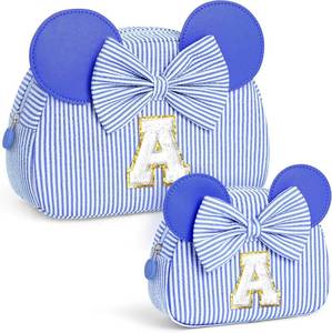 lot 5754 image: Initial Travel Makeup Bag for Girls  Cosmetic Bags  Kids Teen Girl Gifts  Birthday Gifts for Girls  Travel Makeup Bag  6 7 8 9 10 11 12 13 Years Old Girl Gift - BLUE K