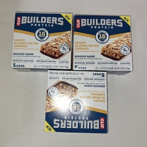 lot 5817 image: 3 Boxes CLIF BUILDERS Protein Bars Crispy Almond Salted Caramel, Reduced Sugar, Gluten Free, 6ct
