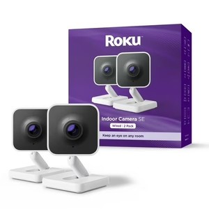 lot 4545 image: Roku Indoor Camera SE - Home Security - 2-Pack - Wired Security Camera with 1080p HD & Wi-Fi 6