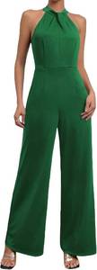 lot 4551 image: WDIRARA Womens Sleeveless Zipper Back Halter Neck Wide Leg Jumpsuit Elegant Pants SIZE M