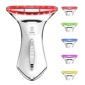 lot 4553 image: 5 Color Neck Face Massager -Water Resistant Facial Massager Tool for Skin Care at Home, Vibrating Face Massager Sculptor with 5 Red Light Beauty Device