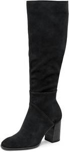 lot 4570 image: Coutgo Womens Knee High Boots Square Toe Chunky Block Heel Side Zipper Faux Suede Long Boots Fall Winter Shoes SIZE 8