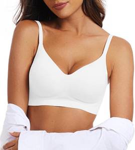 lot 4577 image: OEAK Womens Wireless Jelly Bras Comfortable Push Up Bra No Underwire Gel Bra Full Support Lift Everyday Seamless Tshirt Bras White XXL