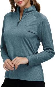 lot 4622 image: Womens 14 Zip Golf Shirt Long Sleeve Lightweight Golf Pullover Outdoor Athletic Tennis Polo Shirts SIZE 2X