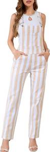 lot 4625 image: Bindefon Overalls for Women Fashion Jumpsuits Striped Pants Printed Bibs Coveralls White Elephant Gifts SIZE S