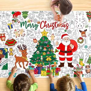 lot 4656 image: Christmas Giant Coloring Tablecloth, Large 30x72 Inch Poster with Santa, Christmas Tree, Reindeer, Perfect for Party, Christmas Activities