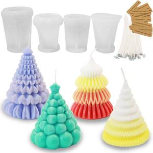 lot 4666 image: 4Pcs Pine Tree Candle Molds, Silicone Candle Molds for Candle Making, 3D Evergreen Tree Molds for Epoxy Resin Soap Chocolate Wax DIY Crafts Home Decor Nature-Inspired Handmade Gift
