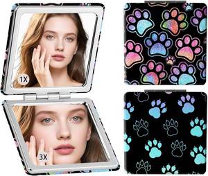 lot 4671 image: 2-Pack SEA TURTLE Compact Mirror for Travel, 1X3X Double Sided Magnifying Portable Pocket Handbag Handheld Foldable Cosmetic Mirror for Women STOCK PHOTO APPROXIMATE