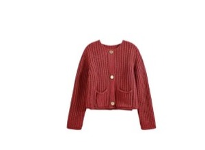 lot 4687 image: Saodimallsu Womens Button Up Sweaters Fall Chunky Knit Cropped Trendy Crewneck Loose Cardigan with Pockets SIZE L