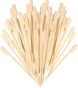 lot 4715 image: 400PCS Bamboo Skewers for Appetizers, 3.5 Inch Fancy Flat Toothpicks,Natural Flat Bamboo Sticks Ideal for BBQ,Fruit,Cocktails,Grilling Meats,Sausages,Snacks,Sandwiches,Charcuterie Boards Accessories