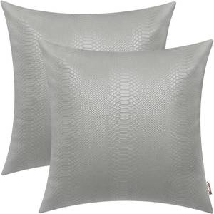 lot 4770 image: BRAWARM Gray Leather Throw Pillows 20 X 20 Inches, Snake Leather Pillow Covers Pack of 2, Faux Leather Decorative Pillow Covers for Couch Living Room Garden Bed Sofa Home