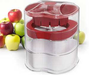 lot 4792 image: NEW Professional Apple Slicer and Corer 6.42in- Stainless Steel Apple Cutter with 16 Slices, Heavy Duty Design for Large Apples, Thin Slices, Compatible with Pears and Other Fruits Red